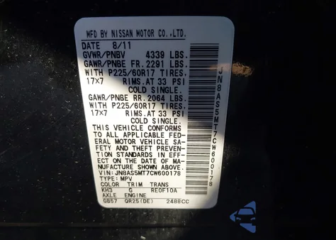 2012 Nissan Rogue Sv from USA, damaged, VIN JN8AS5MT7CW600178